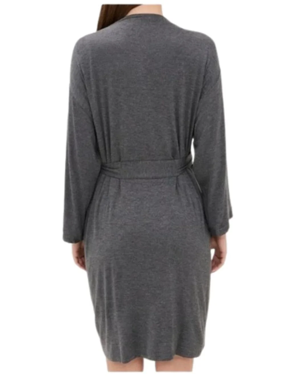 HATCH Bamboo Jersey Robe Charcoal Gray Belted Maternity Lounge Size M